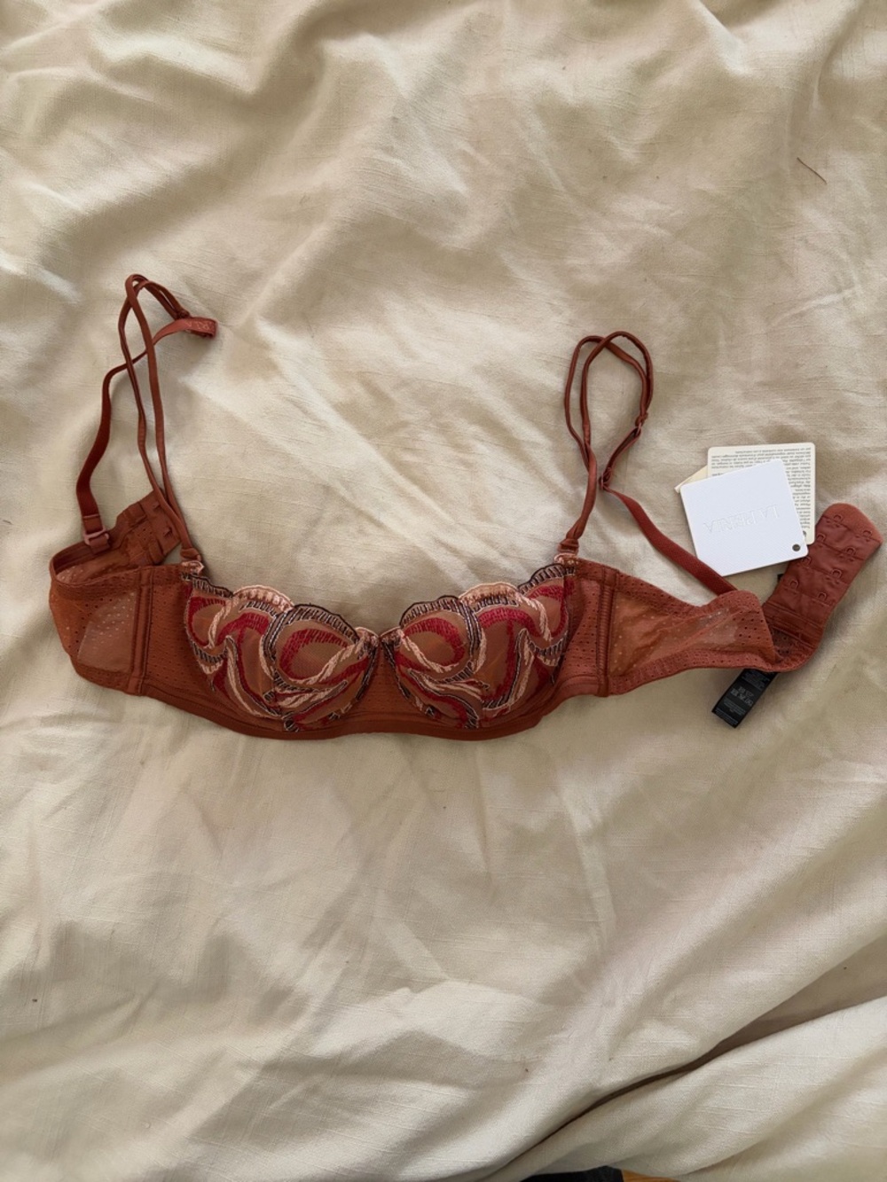 La Perla Rust Red Embroidered Balconette Bra - Picture 7 of 8